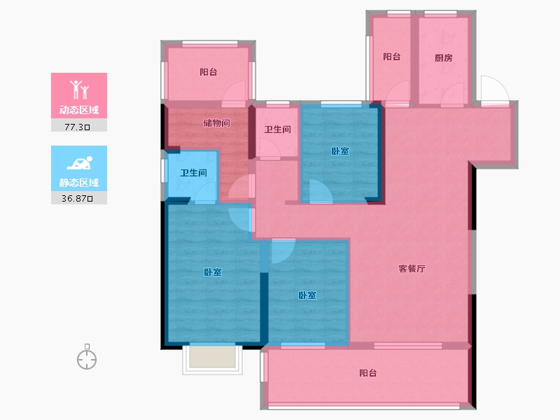 湖南省-衡阳市-鸿豪・东御-101.55-户型库-动静分区