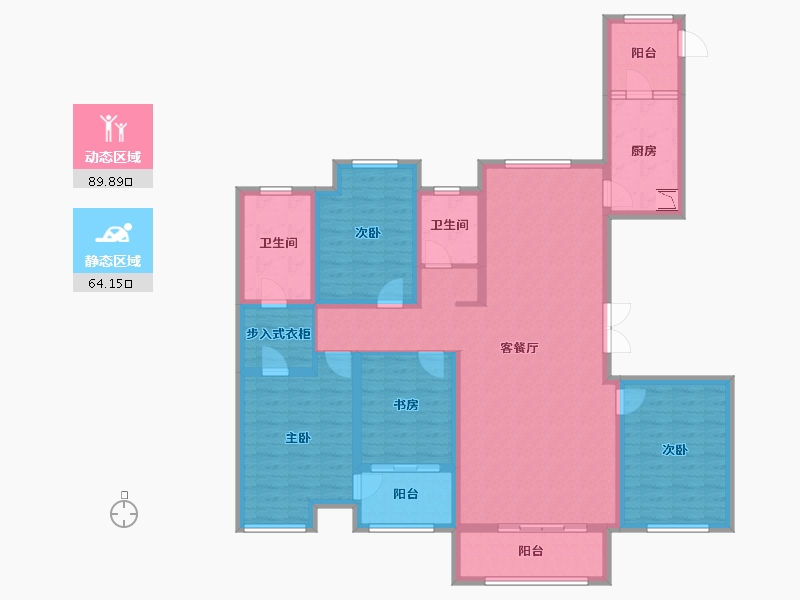 陕西省-榆林市-河汇雅苑-137.54-户型库-动静分区