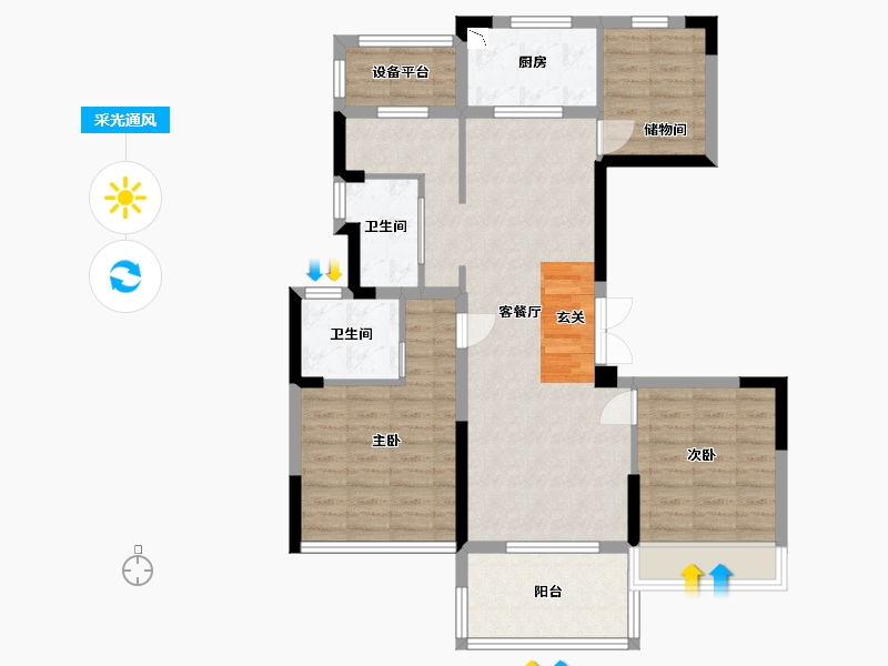 江苏省-苏州市-天房美瑜兰庭-92.80-户型库-采光通风