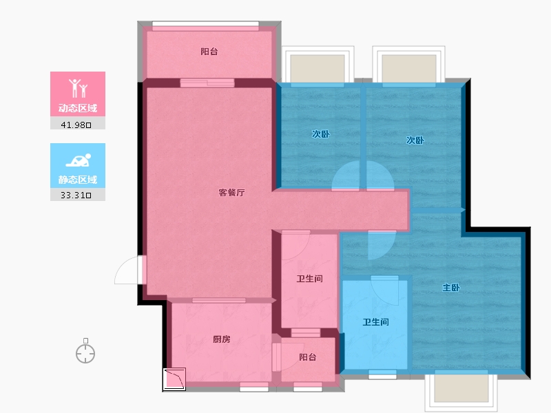 广东省-中山市-恒大御景-66.40-户型库-动静分区