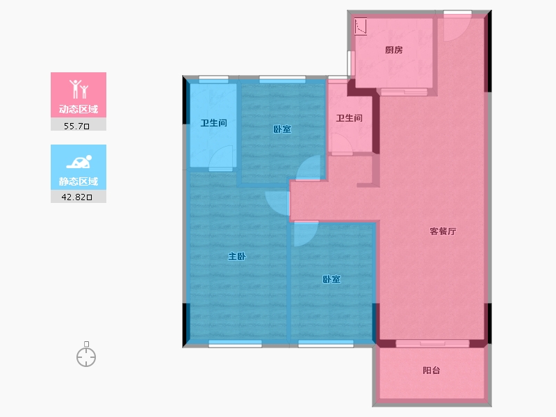 陕西省-安康市-中海珑悦府-88.77-户型库-动静分区