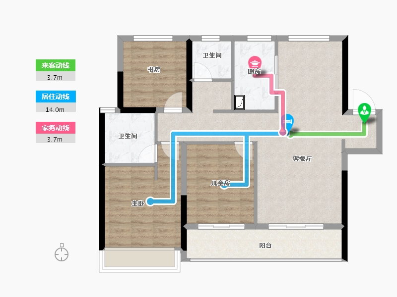 陕西省-安康市-绿地新里城・兰亭公馆-93.12-户型库-动静线