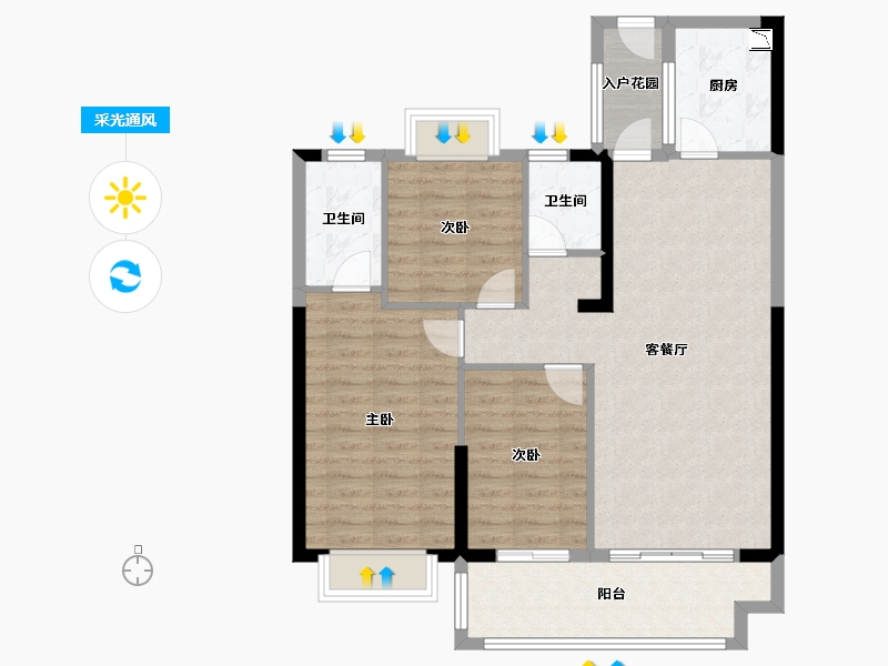 福建省-泉州市-南益刺桐春晓-94.70-户型库-采光通风