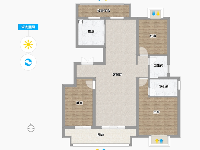 江苏省-徐州市-弘阳璞樾门第-100.26-户型库-采光通风