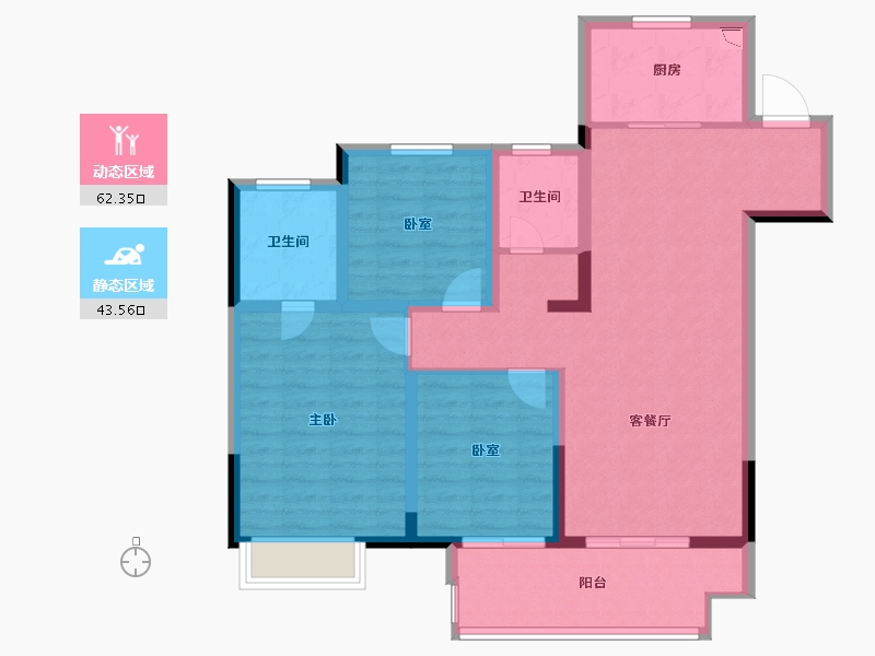 江苏省-徐州市-美的・观棠-94.41-户型库-动静分区