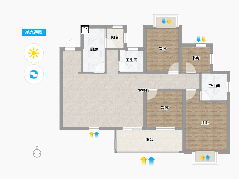 四川省-德阳市-保利国际城-91.31-户型库-采光通风