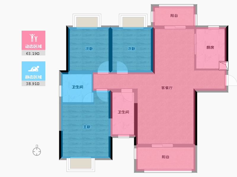 湖南省-株洲市-华晨翡翠湾-90.15-户型库-动静分区