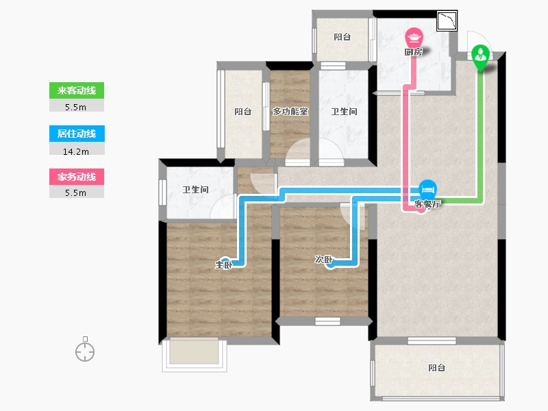 湖南省-株洲市-华晨翡翠湾-85.75-户型库-动静线