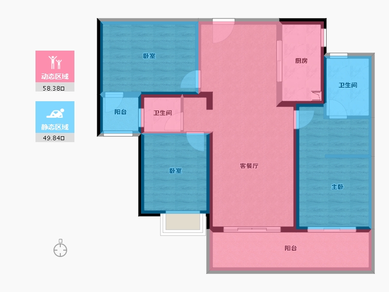 陕西省-安康市-昆明融创文旅城-96.41-户型库-动静分区