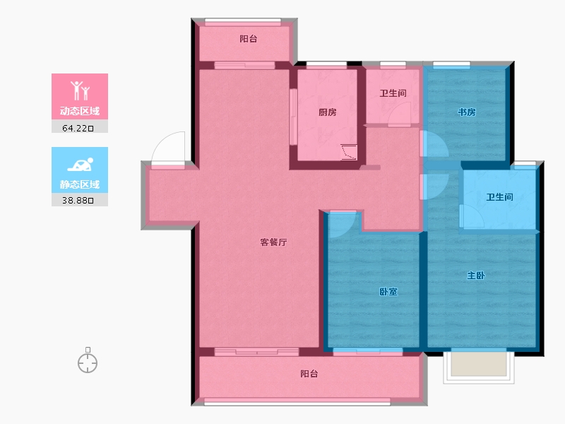 陕西省-安康市-昆明融创文旅城-91.35-户型库-动静分区