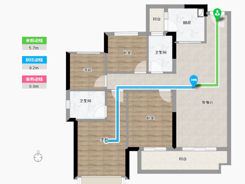 广西壮族自治区-柳州市-合景云溪四季-89.65-户型库-动静线