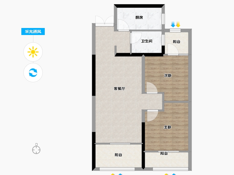 湖南省-湘潭市-湘潭万达广场（万达华府）-80.00-户型库-采光通风