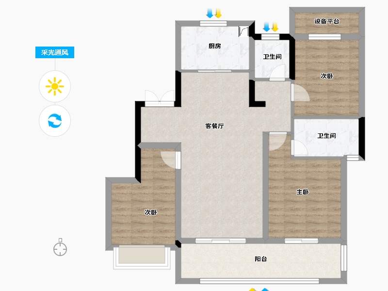 安徽省-亳州市-绿地・亳州城际空间站-94.14-户型库-采光通风