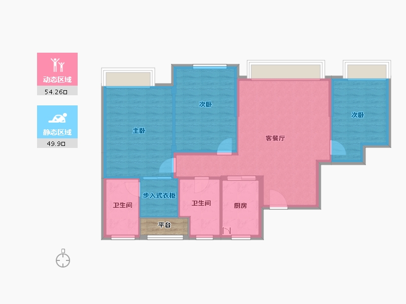 浙江省-金华市-红星天铂-96.53-户型库-动静分区