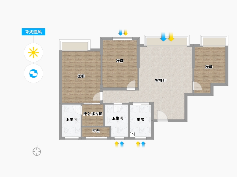 浙江省-金华市-红星天铂-96.53-户型库-采光通风