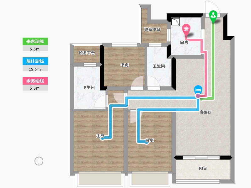 浙江省-绍兴市-臻越院-81.69-户型库-动静线