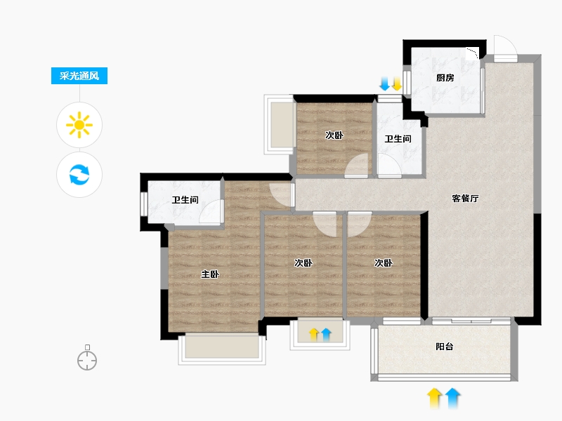 广西壮族自治区-南宁市-龙光玖誉城-88.54-户型库-采光通风