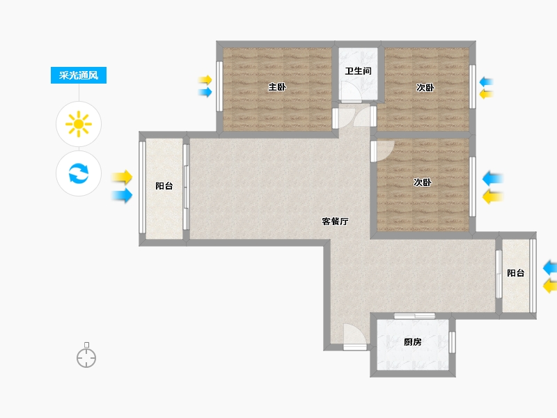 陕西省-西安市-唐帝华府-101.08-户型库-采光通风