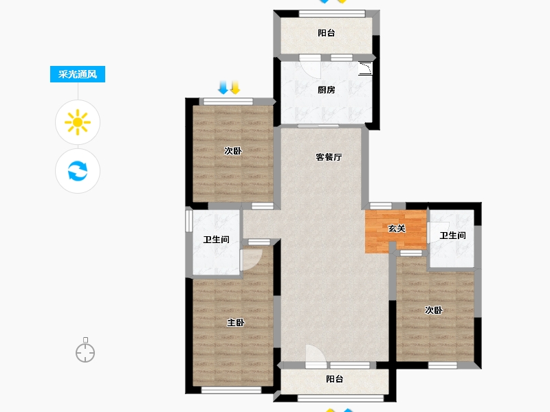 吉林省-长春市-天禄・金典名城-92.84-户型库-采光通风