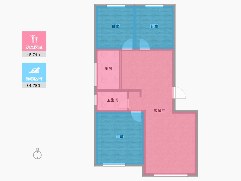 河北省-唐山市-滨海华府-74.55-户型库-动静分区