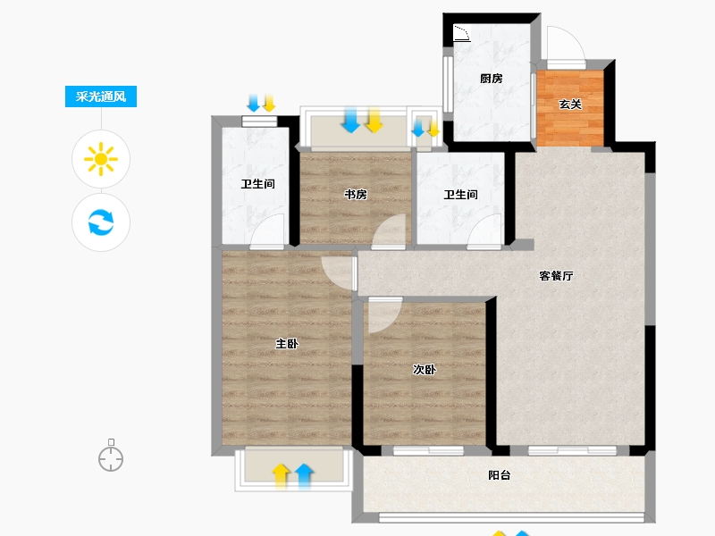 江苏省-南京市-玄武・映-84.00-户型库-采光通风