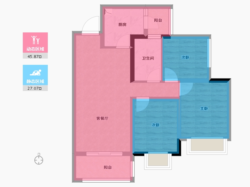 广西壮族自治区-柳州市-融创金成九阙府-63.85-户型库-动静分区