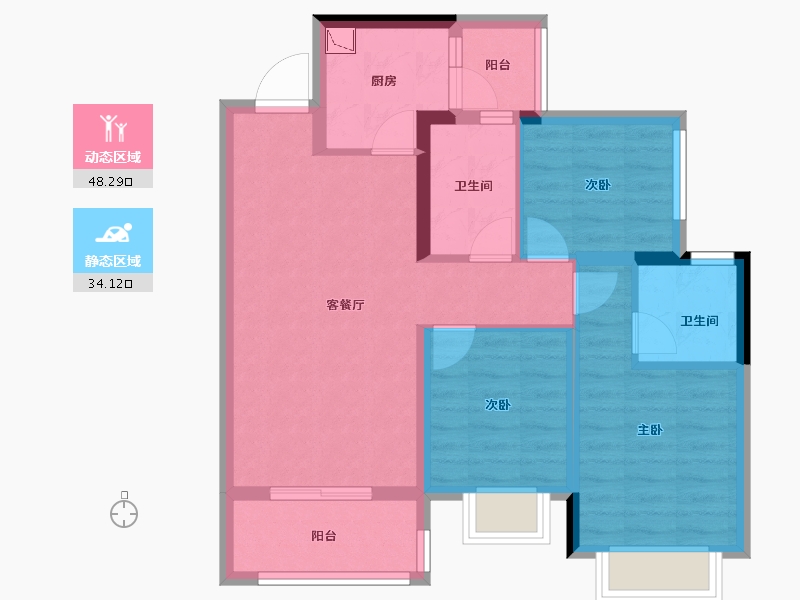 广西壮族自治区-柳州市-融创金成九阙府-72.44-户型库-动静分区