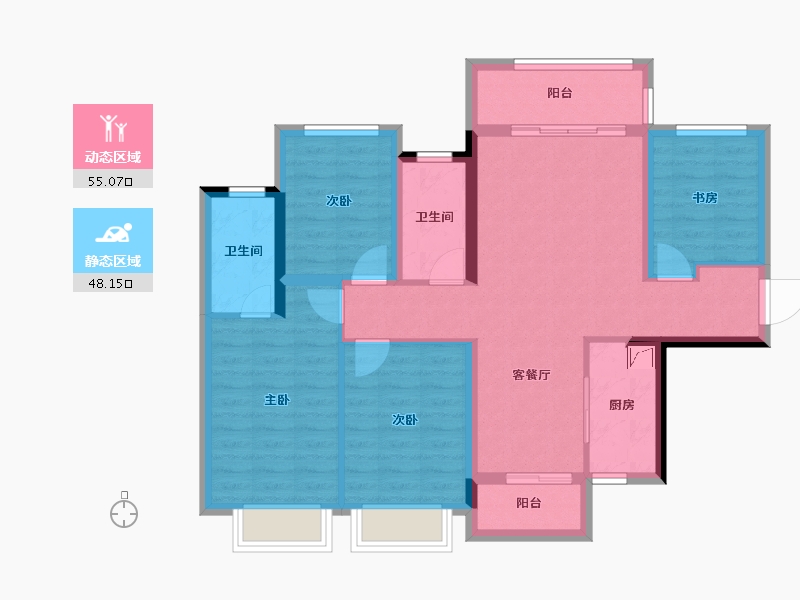 广西壮族自治区-柳州市-融创金成九阙府-91.33-户型库-动静分区