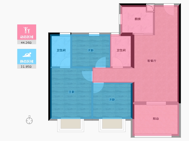 浙江省-温州市-碧桂园-67.86-户型库-动静分区