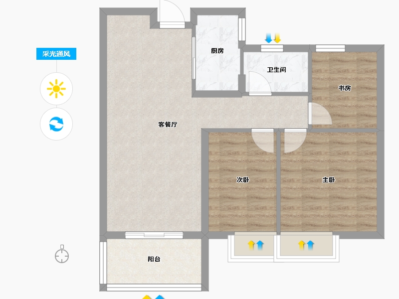 河南省-三门峡市-阳光里-69.22-户型库-采光通风