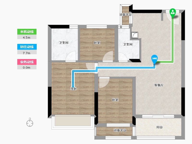 浙江省-绍兴市-柏丽湾-71.39-户型库-动静线