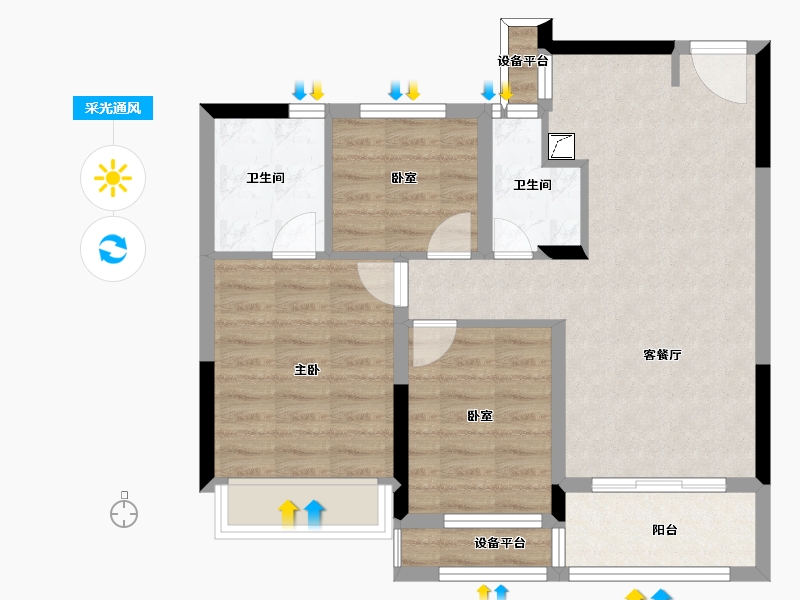 浙江省-绍兴市-柏丽湾-71.39-户型库-采光通风