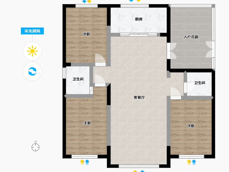 黑龙江省-齐齐哈尔市-云起溪上-111.85-户型库-采光通风