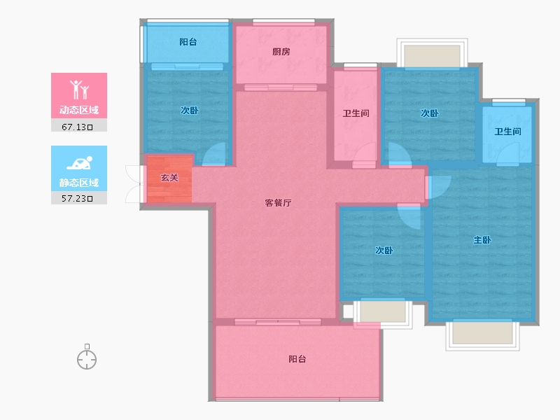 湖南省-邵阳市-乾道桃源府-111.59-户型库-动静分区