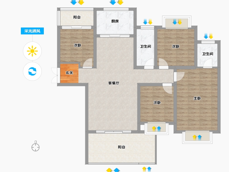 湖南省-邵阳市-乾道桃源府-111.59-户型库-采光通风