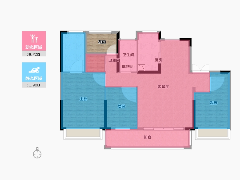 浙江省-温州市-东潮云筑-114.40-户型库-动静分区