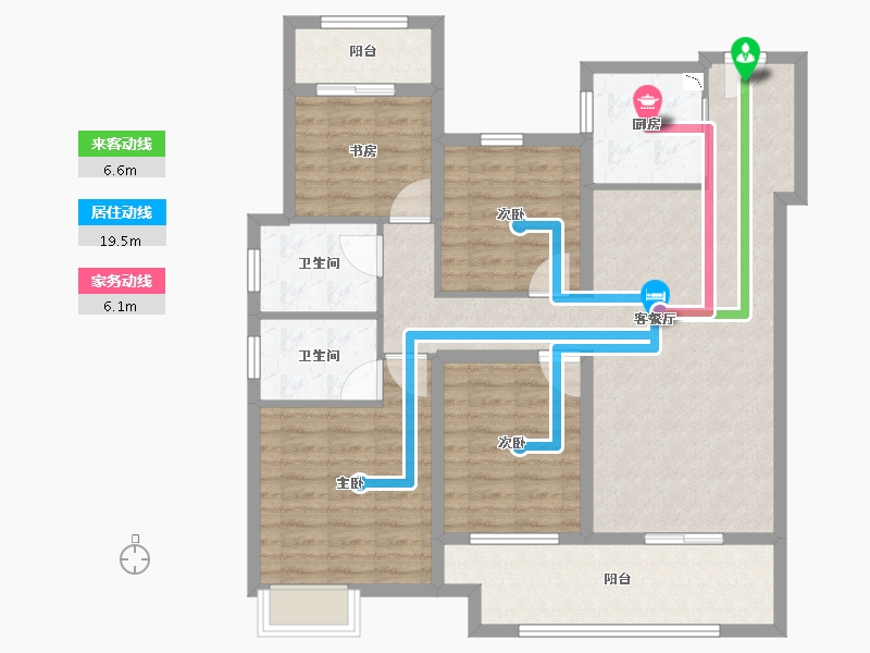 河南省-洛阳市-绿都中梁・河风雅叙-107.86-户型库-动静线