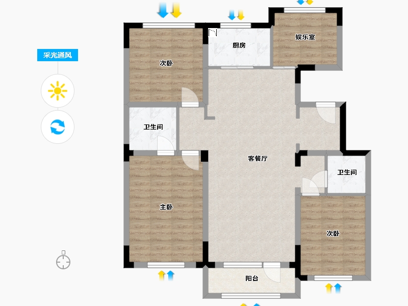 吉林省-吉林市-凤凰河山郡-106.70-户型库-采光通风