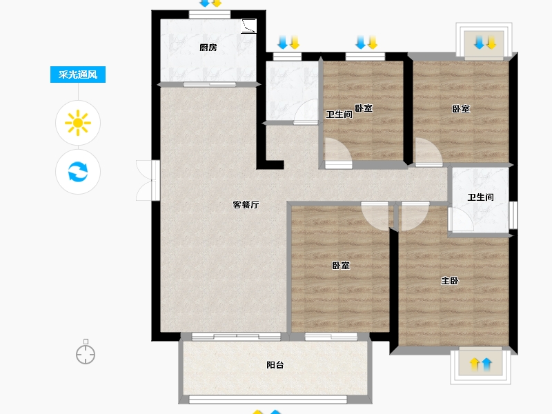 福建省-宁德市-中建锦绣里-86.40-户型库-采光通风