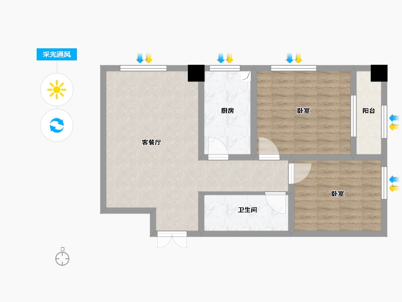 甘肃省-庆阳市-锦效宏苑-71.87-户型库-采光通风