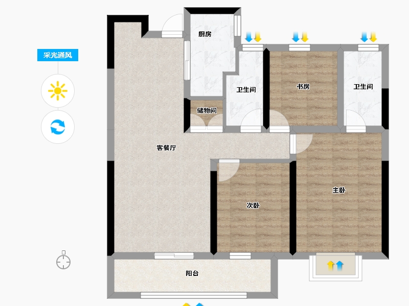 江西省-赣州市-保利嘉福心语-84.98-户型库-采光通风