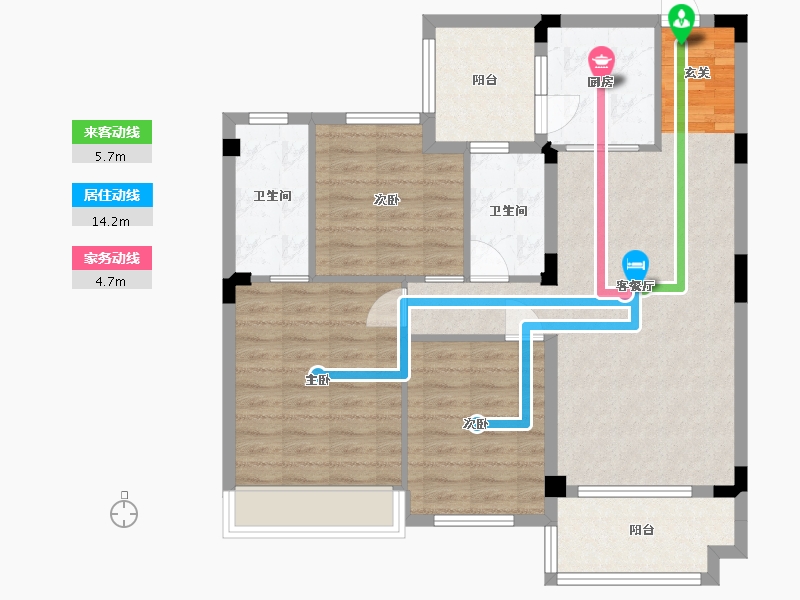 湖南省-湘西土家族苗族自治州-碧桂园中央公园-91.37-户型库-动静线