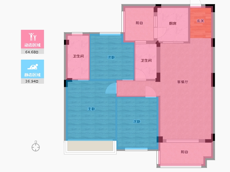 湖南省-湘西土家族苗族自治州-碧桂园中央公园-91.37-户型库-动静分区