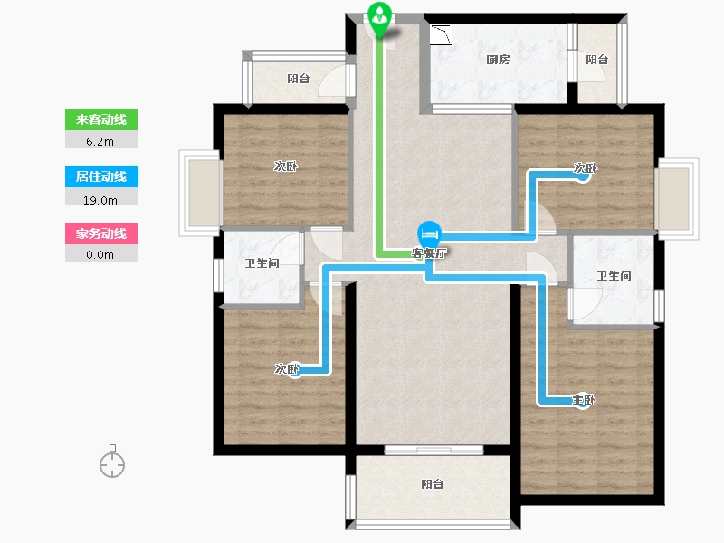 湖南省-株洲市-美的蓝溪谷-105.72-户型库-动静线