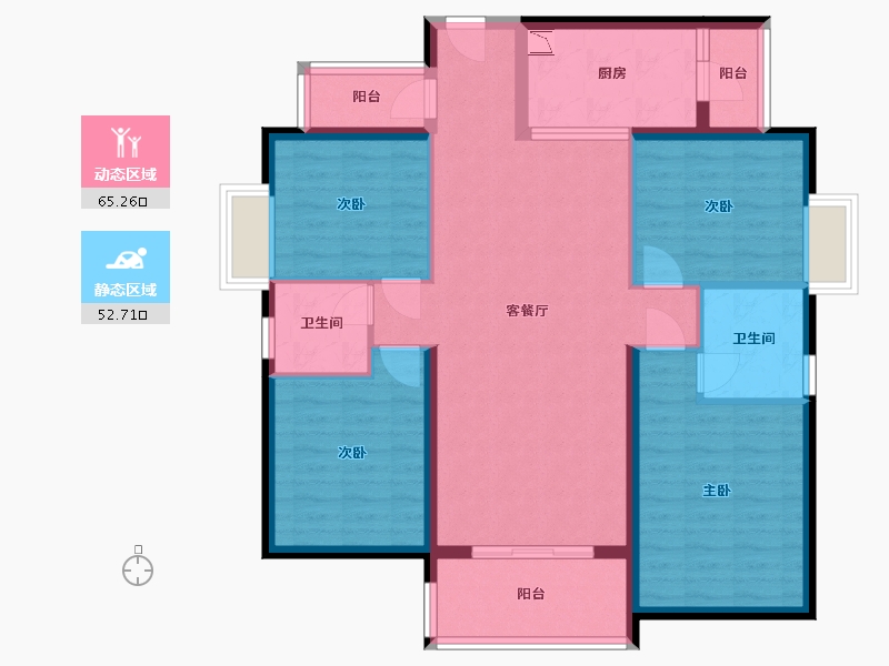 湖南省-株洲市-美的蓝溪谷-105.72-户型库-动静分区