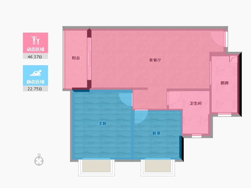 贵州省-遵义市-富力・悦禧花园-62.52-户型库-动静分区