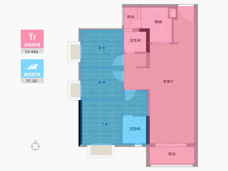 贵州省-遵义市-富力・悦禧花园-79.82-户型库-动静分区