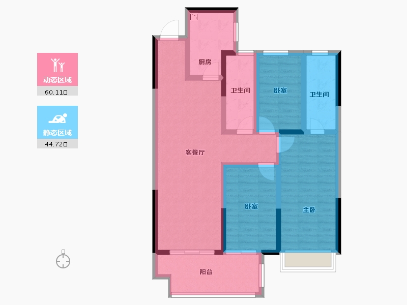 河南省-周口市-太康建业幸福里东望-92.35-户型库-动静分区