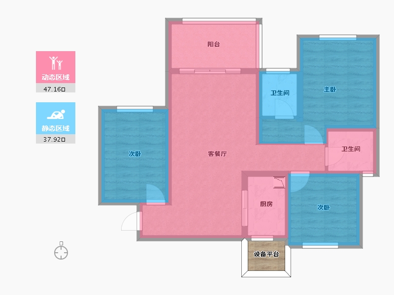 湖南省-常德市-阳光首府-76.64-户型库-动静分区