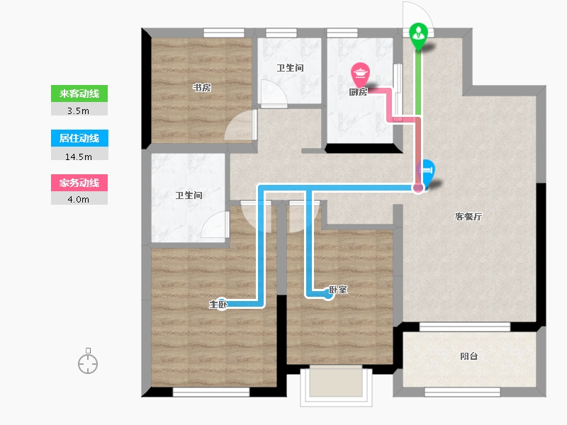 陕西省-咸阳市-中建・昆明澜庭-80.36-户型库-动静线